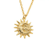 Bohemian Moon Sun Face Stainless Steel Necklace